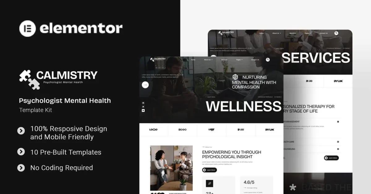 Calmistry – Psychologist Mental Health Elementor Template Kit