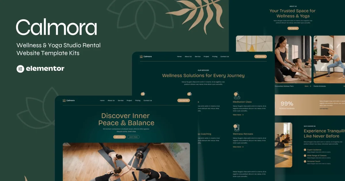 Calmora – Wellness & Yoga Studio Website Elementor Template Kits