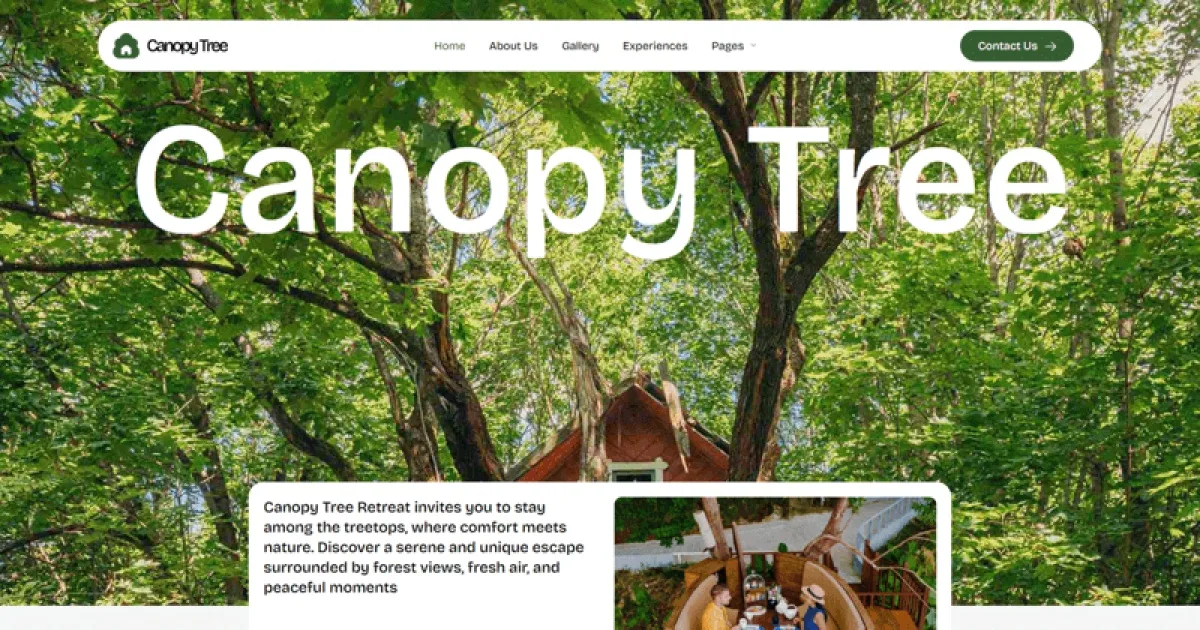 CanopyTree – Treehouse Accommodations Elementor Template Kit for Nature Retreats and Eco Stays
