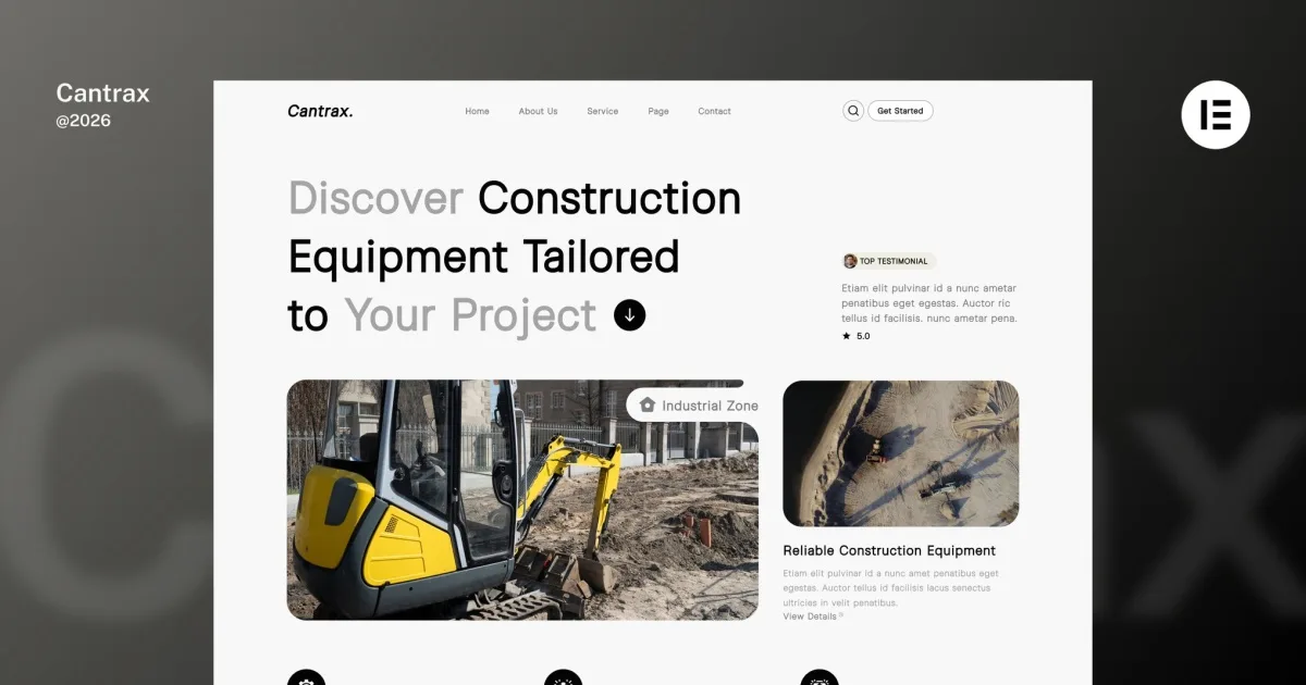 Canstrax – Construction Equipment Rental Elementor Template Kit