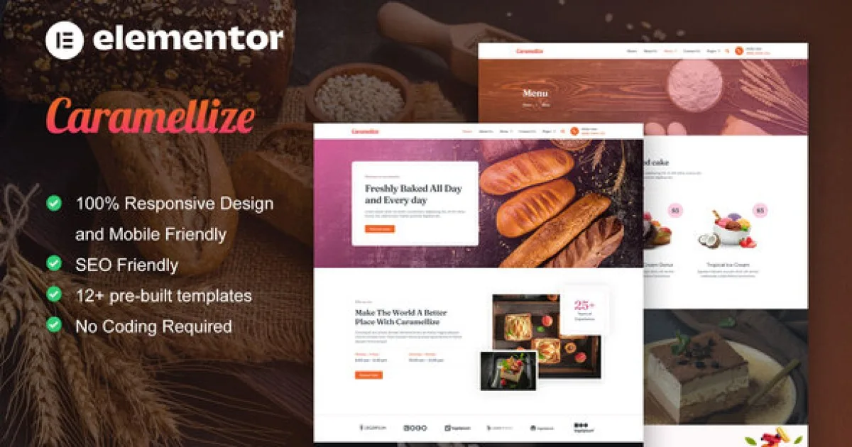Caramellize – Bakery & Pastry Elementor Pro Template Kit
