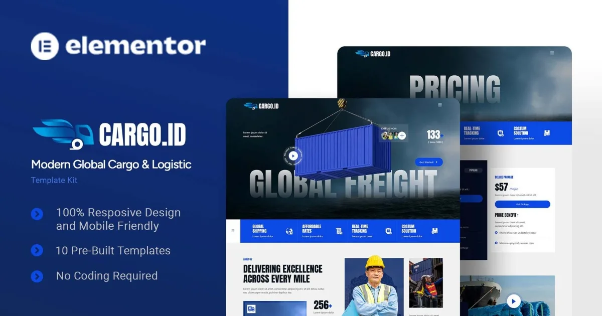 Cargoid – Modern Global Cargo & Logistic Elementor Template Kit