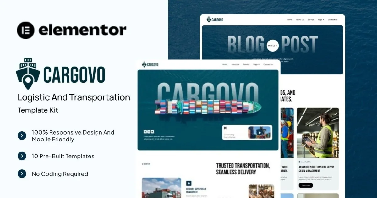Cargovo – Logistic and Transportation Elementor Template Kit