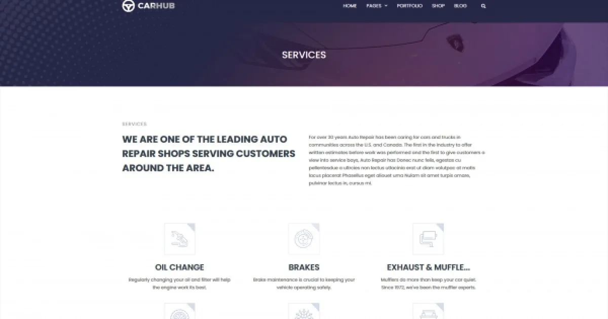 Carhub – Auto Services Template Kit Elementor Template Kit
