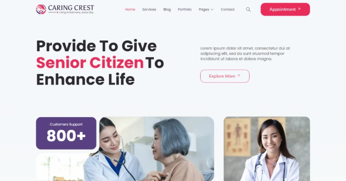 Caring Crest – Senior Care Services Elementor Template Kit