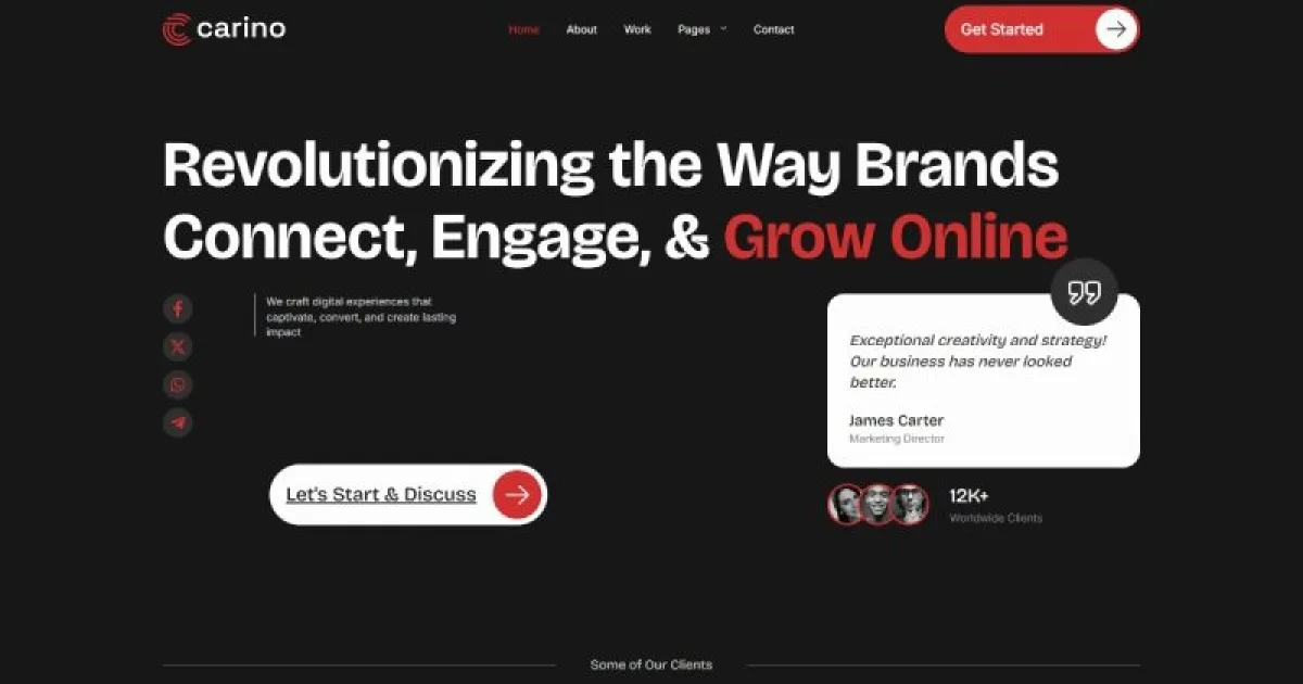 Carino – Dark Digital Agency Elementor Template Kit
