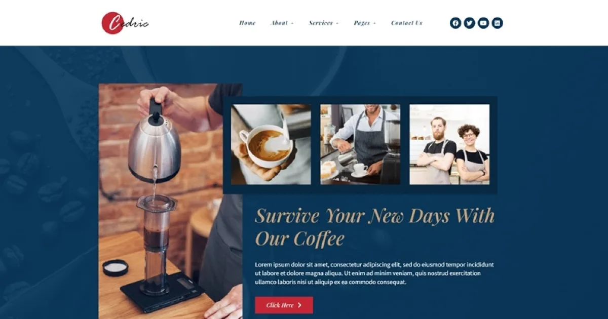 Cedric – Coffee & Beverages Elementor Template Kit