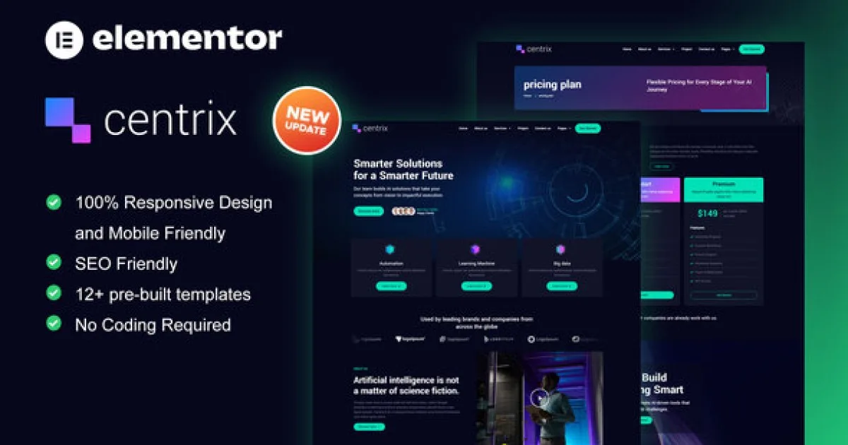Centrix – Artificial Intelligence & Technology Services Elementor Template Kit - Official Release Preview
