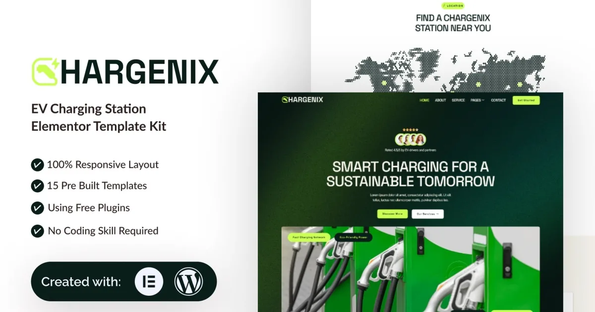 Chargenix – EV Charging Station Elementor Template Kit