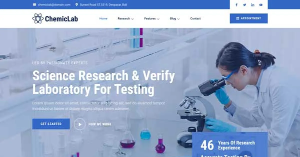 ChemicLab – Science Research & Laboratory Elementor Template Kit