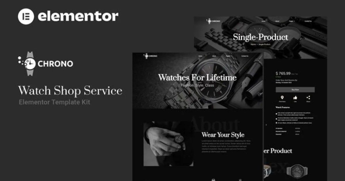 Chrono – Watch Service Elementor Template Kit - Official Release Preview