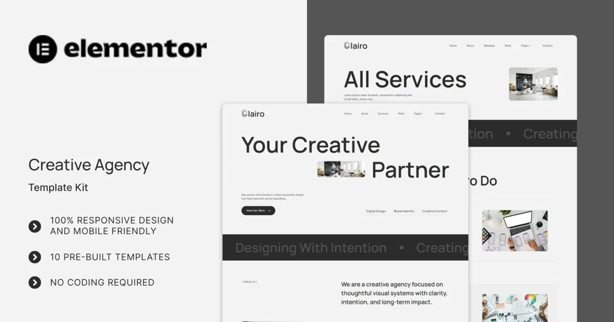 Clairo – Creative Agency Elementor Template Kit