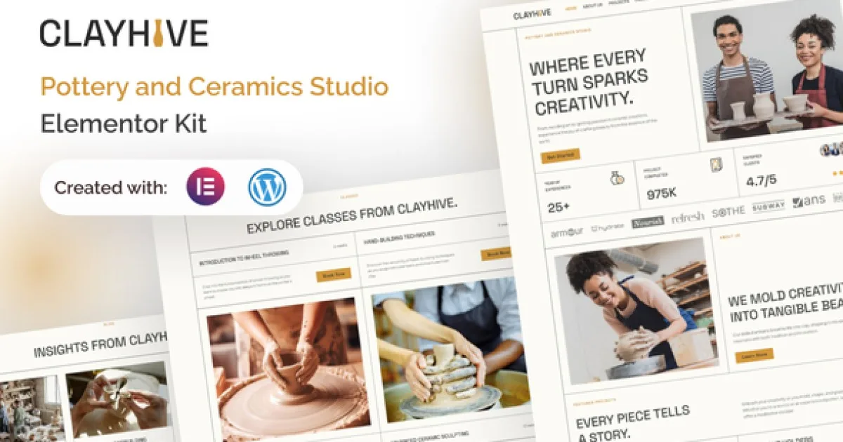 ClayHive – Pottery & Ceramics Studio Elementor Pro Kit