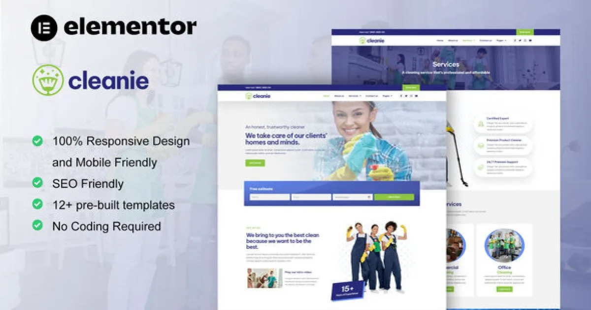Cleanie – Cleaning Service Company Elementor Template Kit