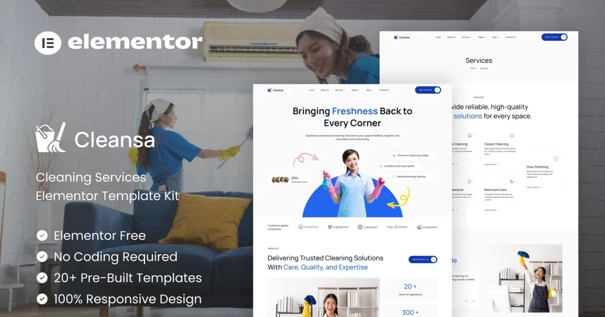 Cleansa – Cleaning Services Elementor Template Kit