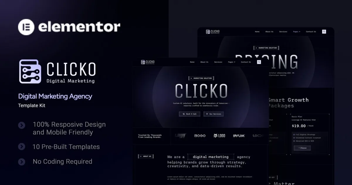 Clicko – Digital Marketing Agency Elementor Template Kit
