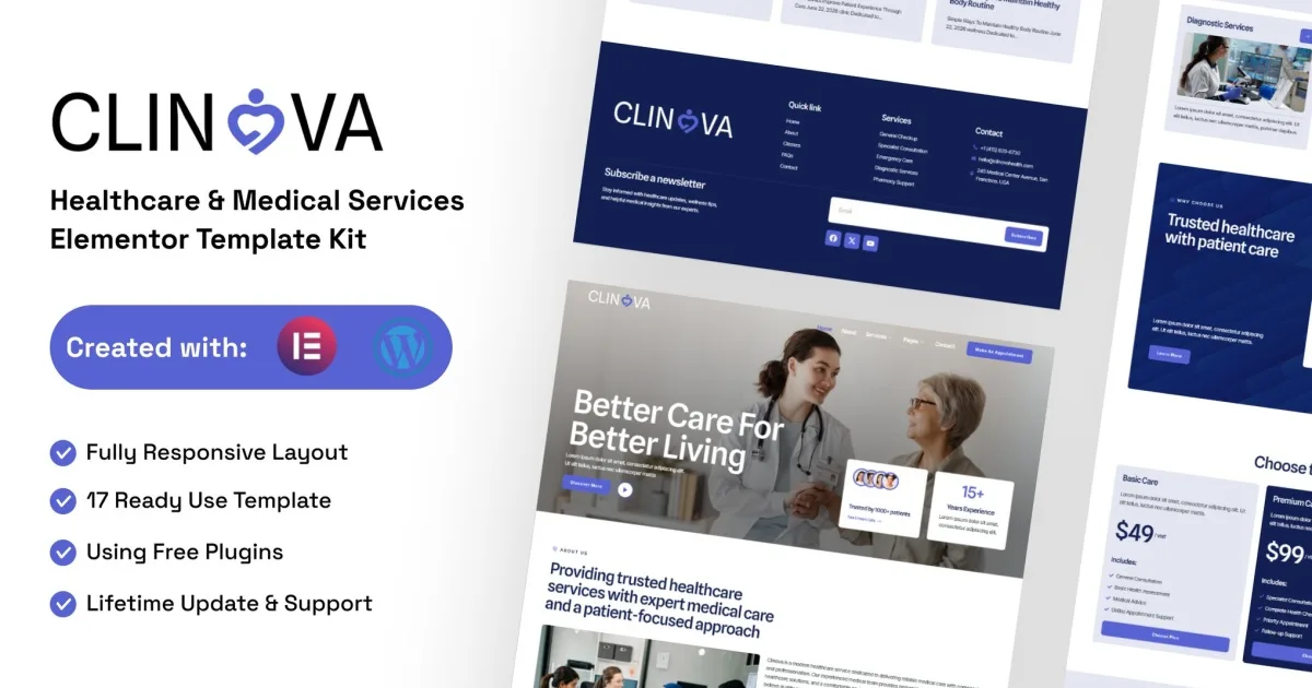 Clinova – Healthcare & Medical Services Elementor Template Kit