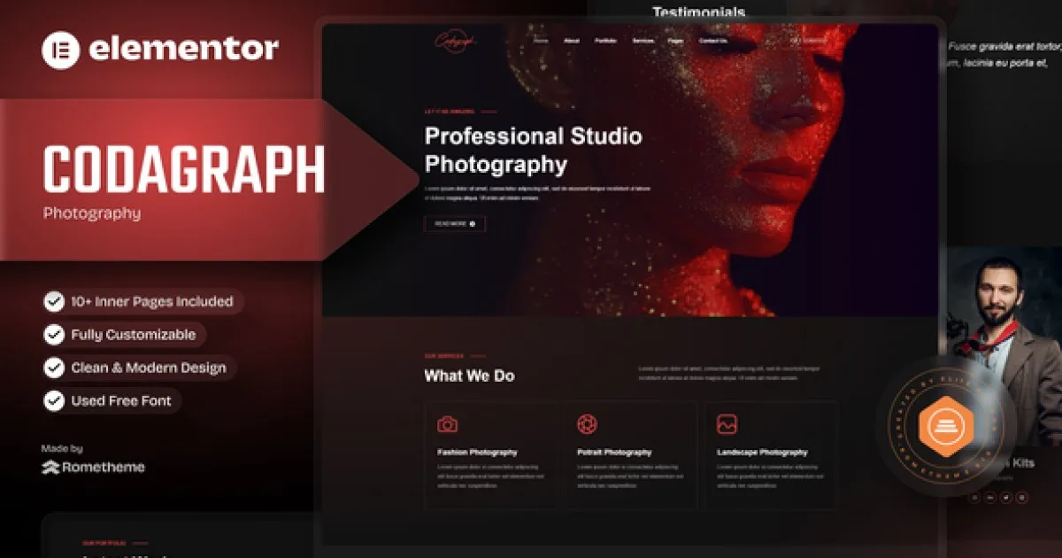 Codagraph – Photography & Portfolio Elementor Template Kit - Official Release Preview