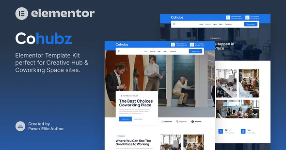 Cohubz – Creative Hub & Coworking Space Elementor Template Kit