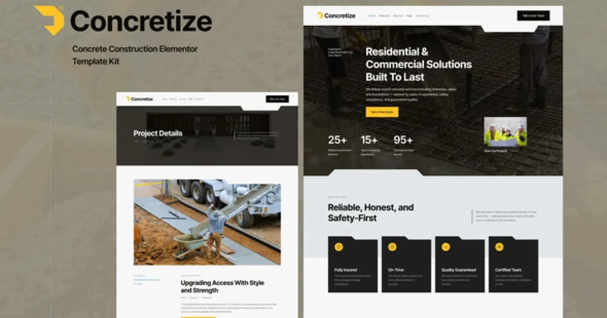 Concretize – Concrete Construction Elementor Template Kit