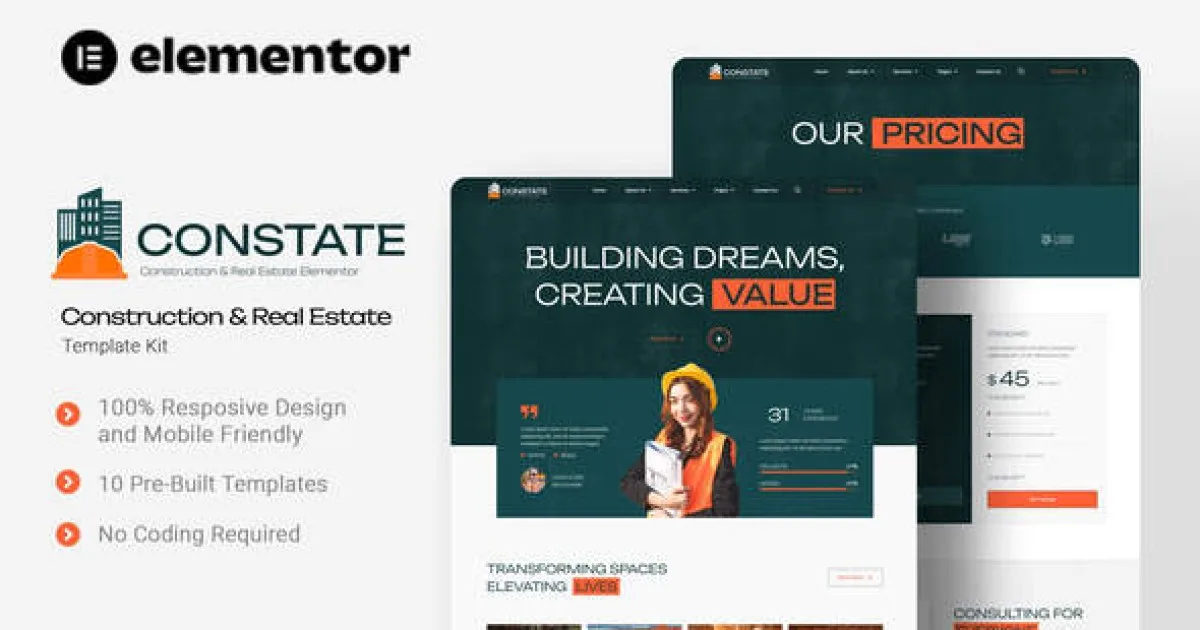 Constate – Construction & Real Estate Elementor Template Kit