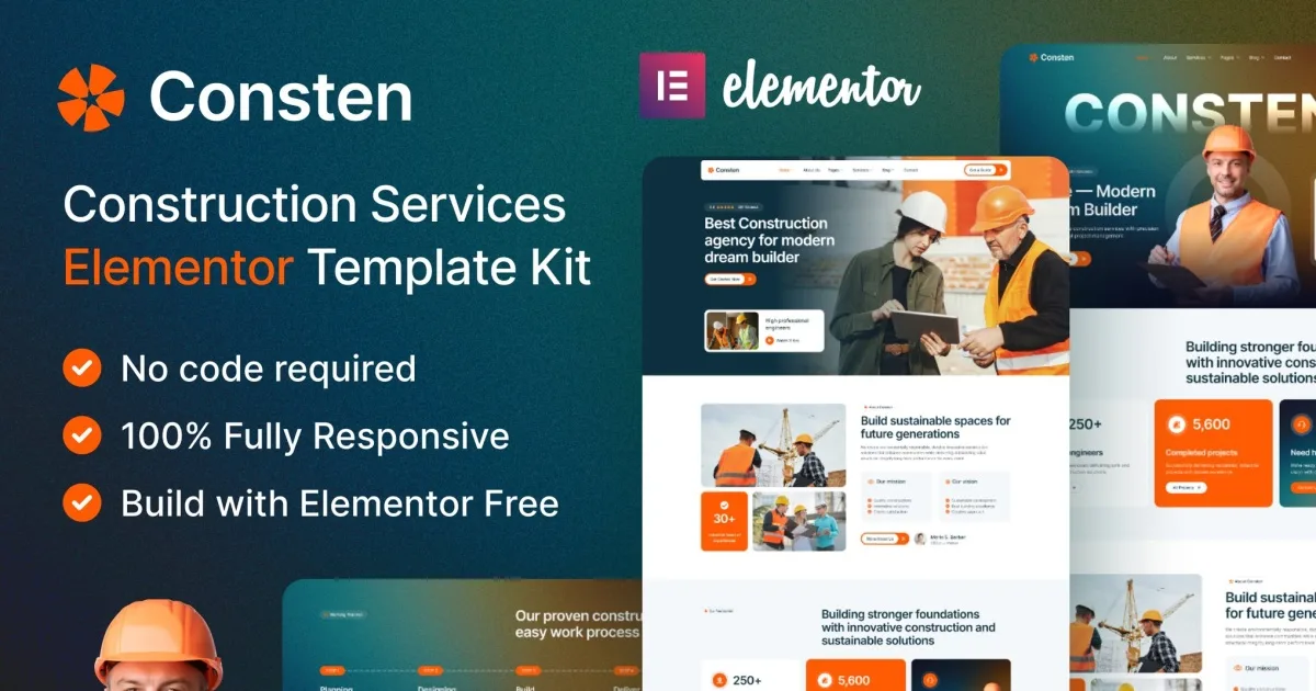 Consten — Construction Services Elementor Template Kit
