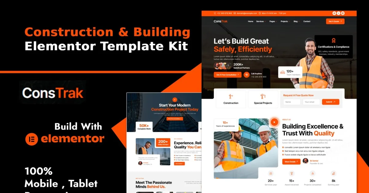 Constrak – Construction & Building Elementor Template Kit