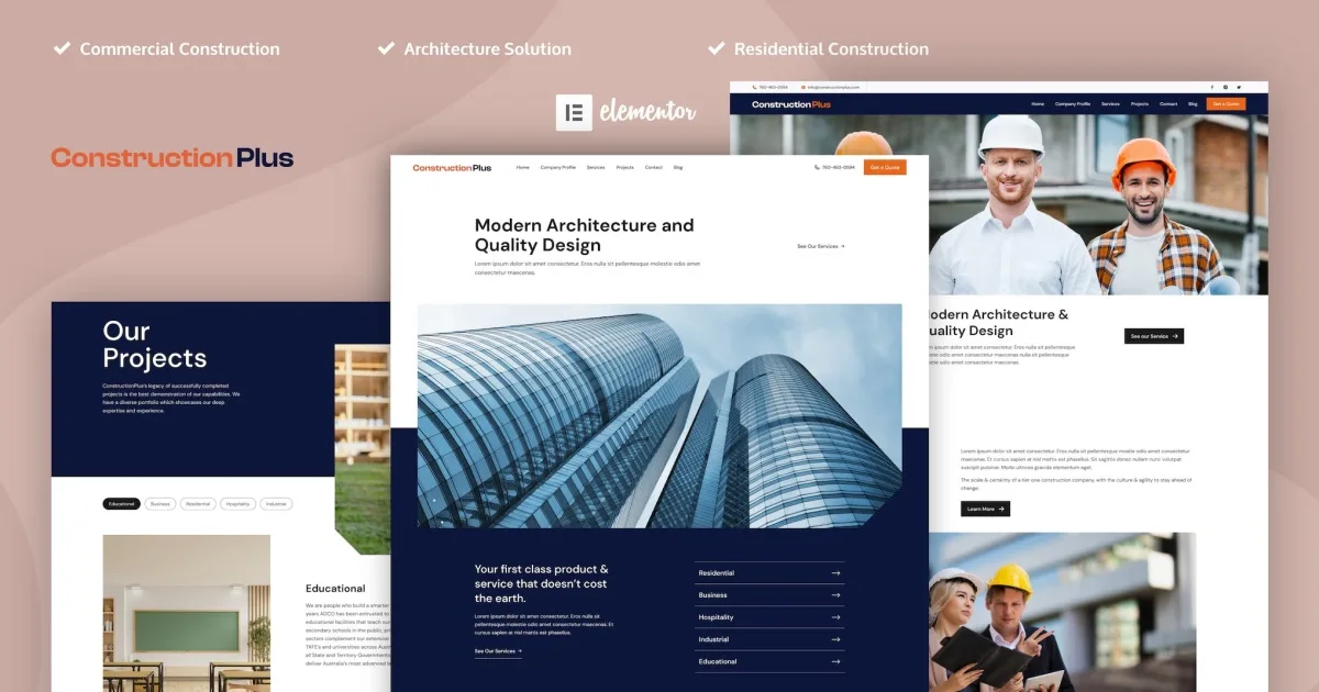 Construction Plus – Construction Elementor Template Kit