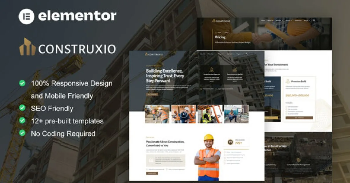 Construxio – Construction & Building Company Elementor Pro Template Kit