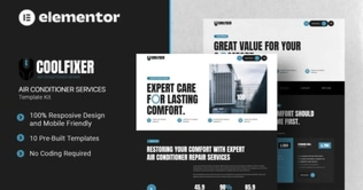 Coolsco Air Conditioning Heating Hvac Elemento – Elementor Template Kit