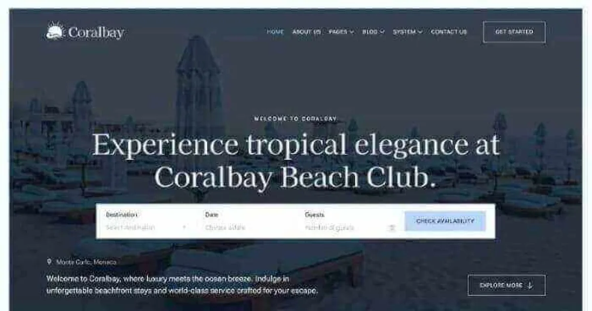Coralbay – Beach Club Lounge Bar & Resort Elementor Template Kit