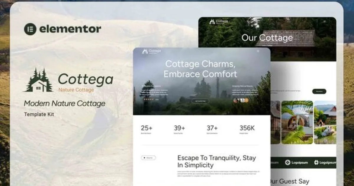 Cottega – Modern Nature Cottage Elementor Template Kit