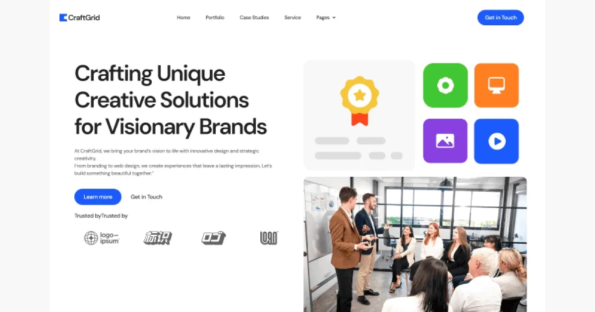 CraftGrid Creative Agency Portfolio Elementor Template Kit for Studios, Designers, Branding Agencies