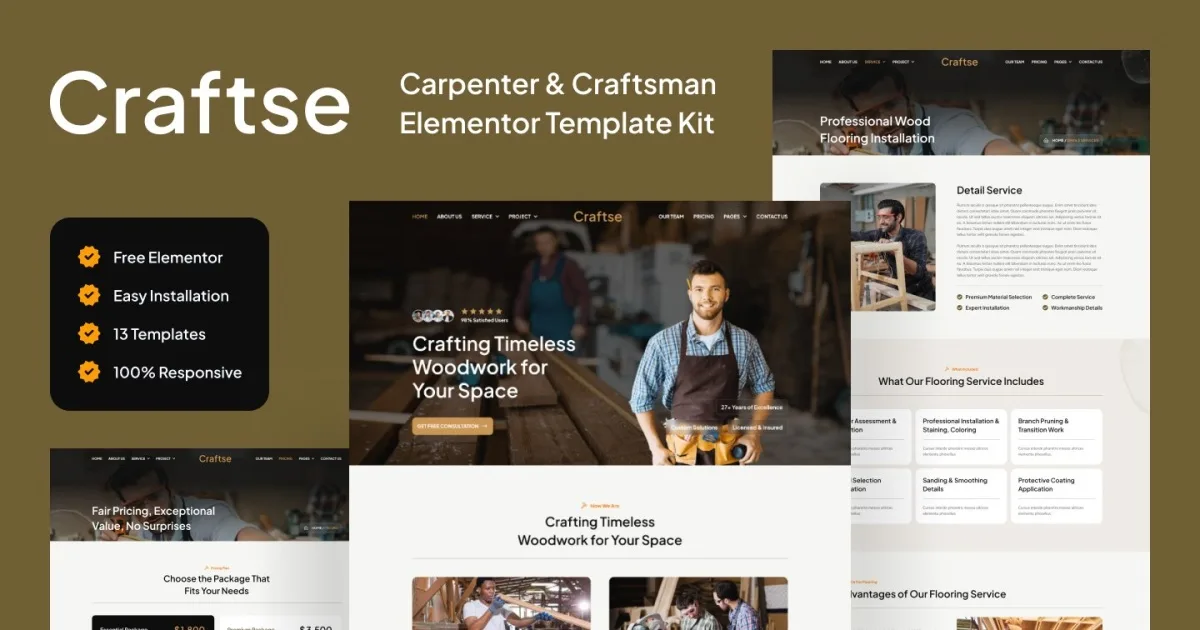Craftse – Carpenter & Craftsman Elementor Template Kit