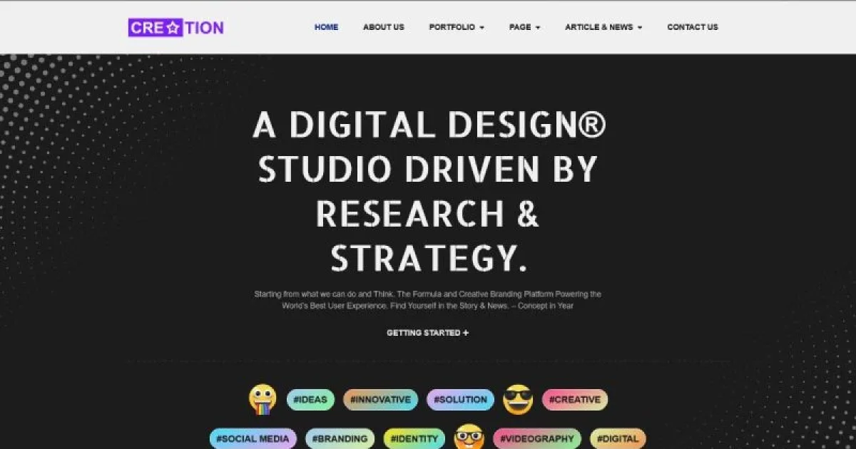 Creation – Portfolio & Digital Agency Elementor Template Kit