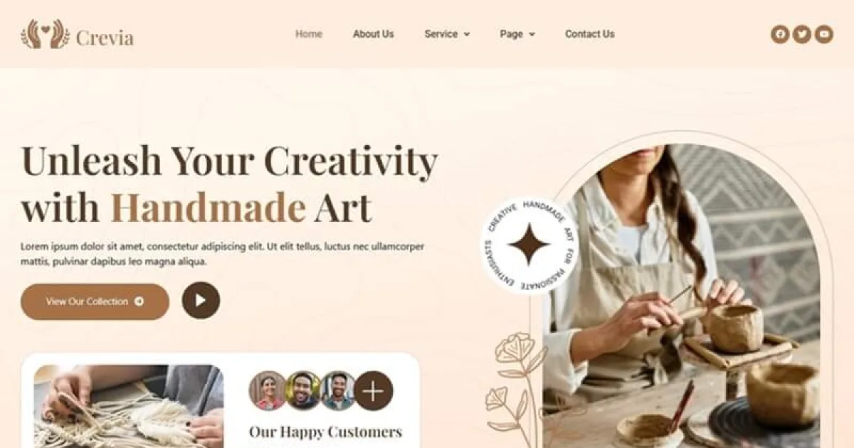 Crevia – Craft & Handmade Creations Elementor Template Kit
