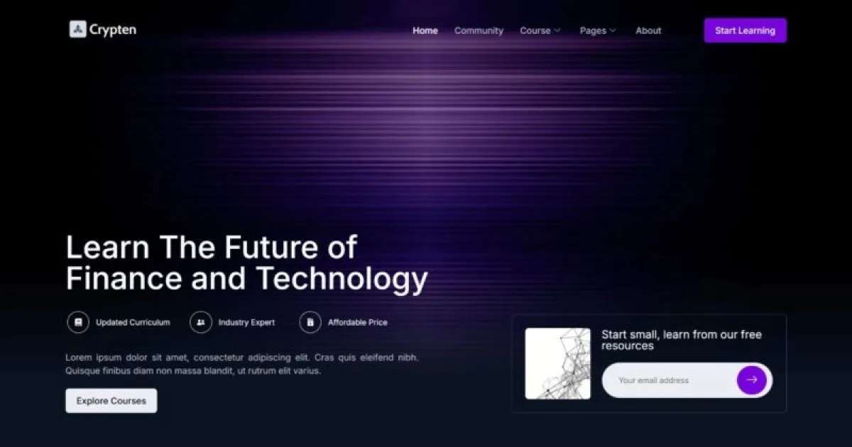 Crypten – Crypto Learning and Community Elementor Template Kit