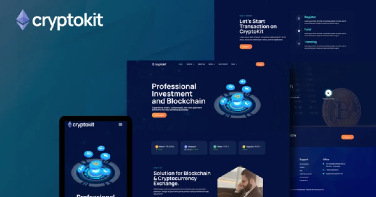 Cryptokit – Blockchain Cryptocurrency Elementor Template Kit - Official Release Preview
