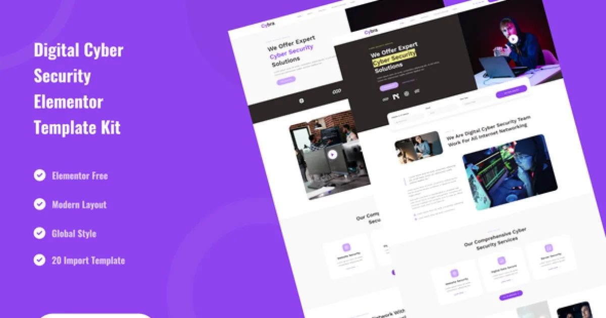 Cybra – Digital Cyber Security Elementor Template Kit