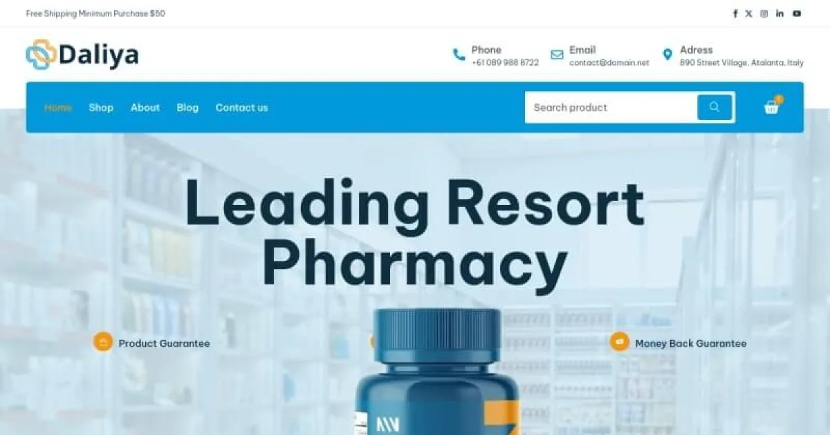 Daliya – Pharmacy & Medical Store WooCommerce Elementor Pro Template Kit