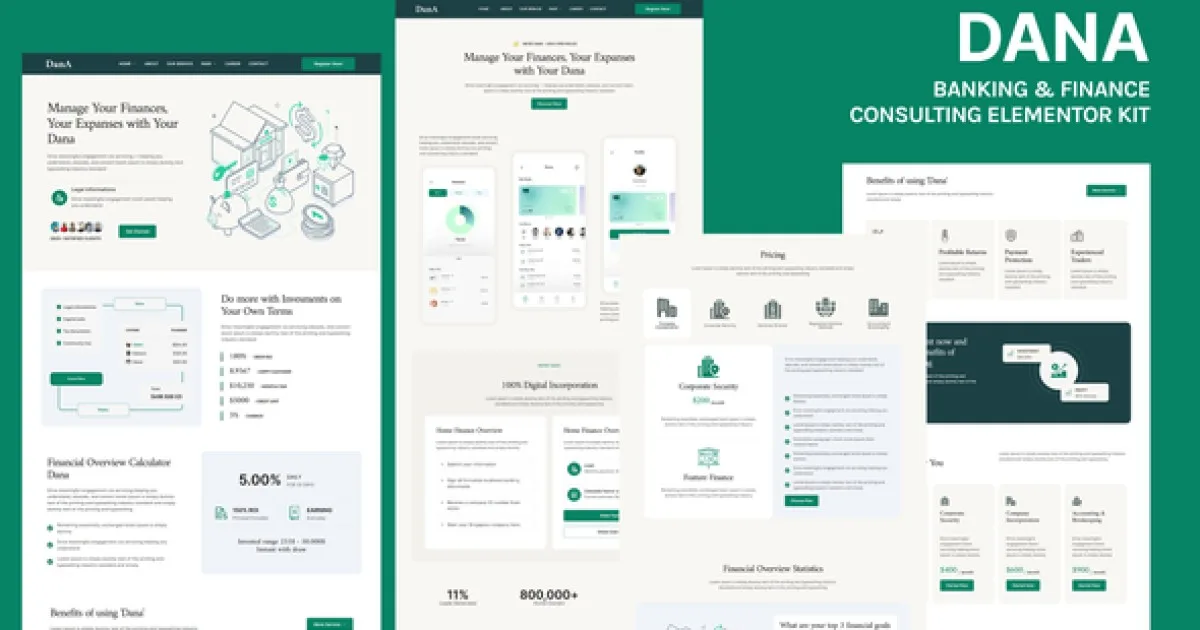 Dana – Banking and Finance Consulting Elementor Template Kit