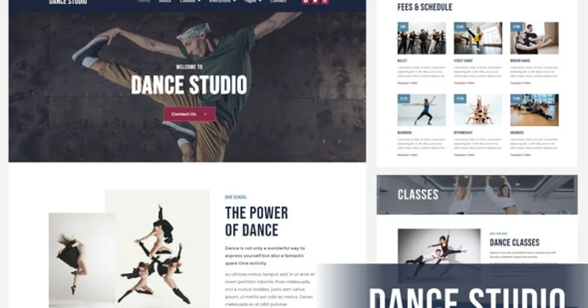 Dance Studio – Elementor Template Kit - Official Release Preview