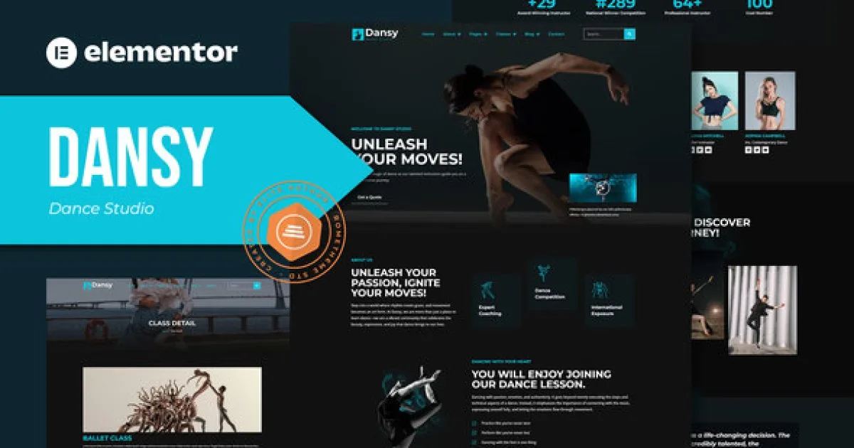 Dansy – Dance Studio Elementor Pro Template Kit