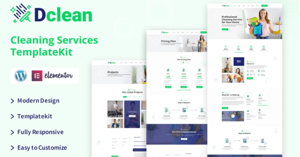 Dclean | Cleaning Services Elementor Template Kit