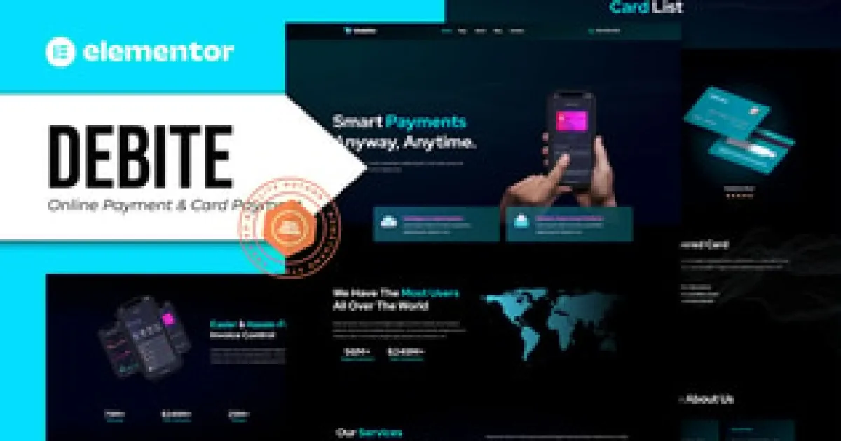 Debite – Card Payment & Online Payment Elementor Template Kit