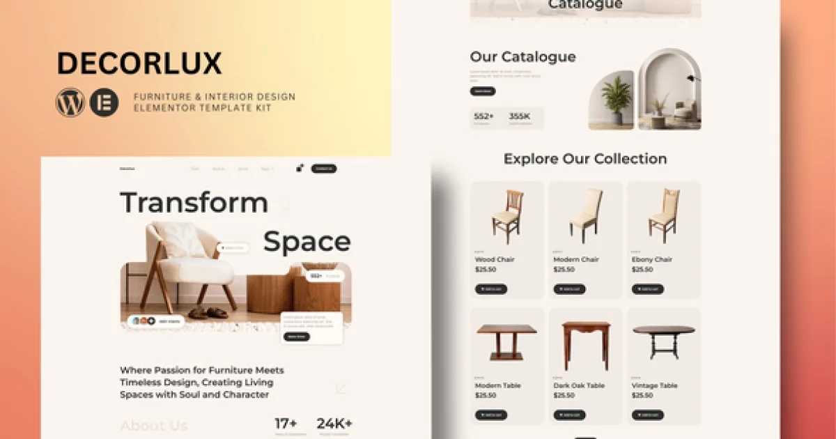Decorlux – Interior Design Elementor Template Kit
