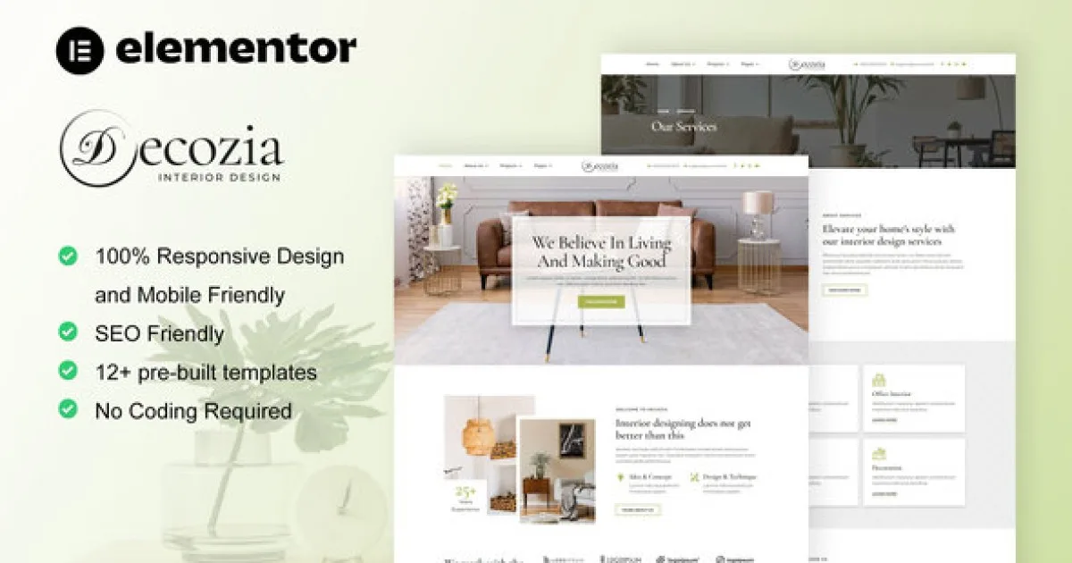 Decozia – Interior Design Service Elementor Template Kit