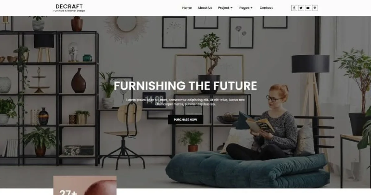Decraft – Furniture Interior Design Te Elementor Template Kit