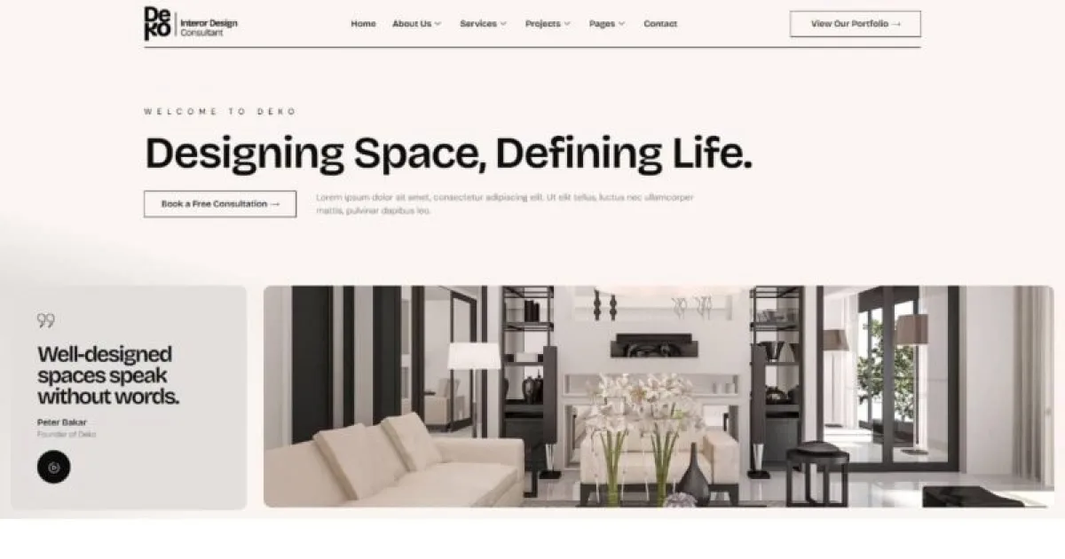 Deko – Interior Design Consultant Elementor Template Kit
