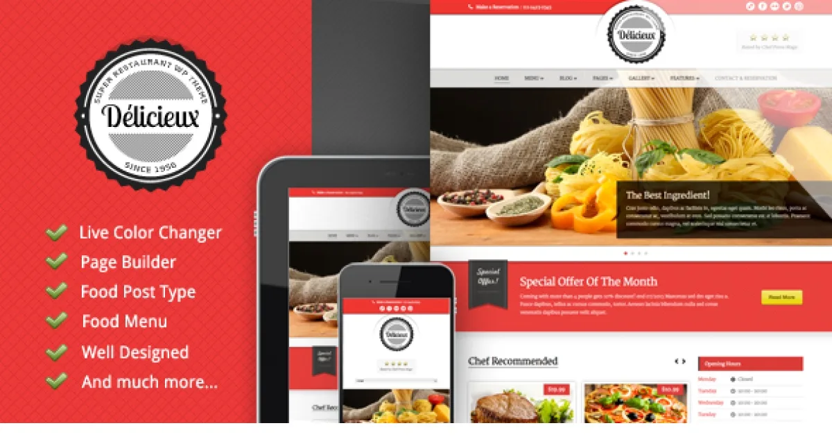 Delicieux Restaurant WordPress Theme